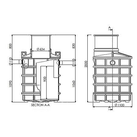 Separator grasimi subteran ng2 2l/s 780l necarosabil vertical 48910000200 Aquaclean Valrom [1]