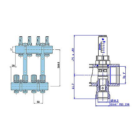 DISTRIBUITOR+COLECTOR 1-3/4 10 CAI CU DEBITMETRE PEXKIT VALROM 66421001600 [2]