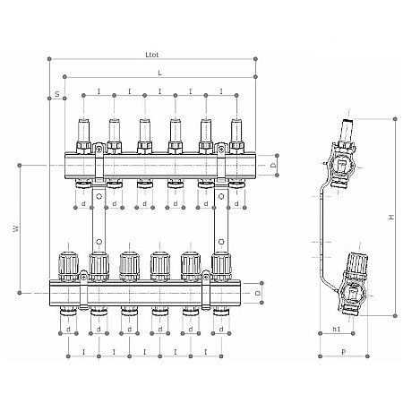 DISTRIBUITOR+COLECTOR 1-3/4 10 CAI CU DEBITMETRE PEXKIT VALROM 66421001600 [1]