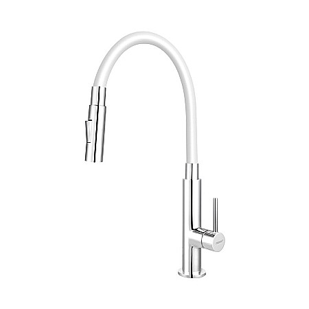 Baterii bucatarie - ZUMBA SLIM 2F BATERIE FERRO ALBA STATIVA BUCATARIE CU PIPA FLEXIBILA BZA43W