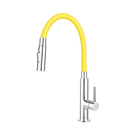 Baterii bucatarie - ZUMBA SLIM 2F BATERIE FERRO GALBENA-LAMAIE STATIVA BUCATARIE CU PIPA FLEXIBILA BZA43C