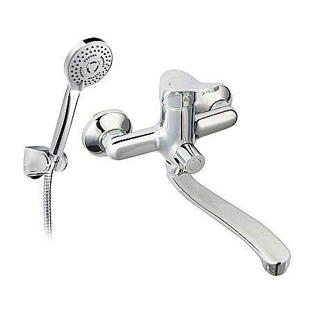 Obiecte Sanitare - BATERIE CADA DUS FERRO BSL55A PERETE CU SET DUS INCLUS STILLO CROM