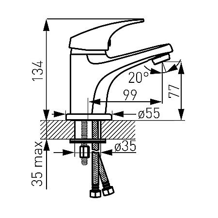 BATERIE LAVOAR FERRO BCM2 STATIVA CU VENTIL CLICK CLACK COMBO CROM [1]