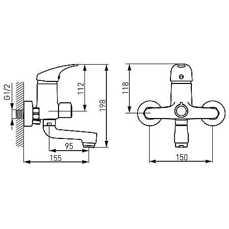 BATERIE CADA DUS FERRO BCM1A PERETE CU PIPA MOBILA COMBO CROM [1]