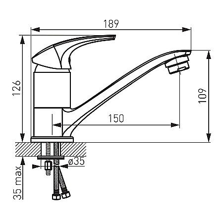 BATERIE LAVOAR FERRO 57096.0 STATIVA PIPA MEDIE METALIA 57 CROM [1]