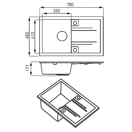 CHIUVETA GRANIT FERRO DRGM48/78SA CU O CUVA SI PICURATOR 78X48CM NISIP MEZZO BEJ [1]