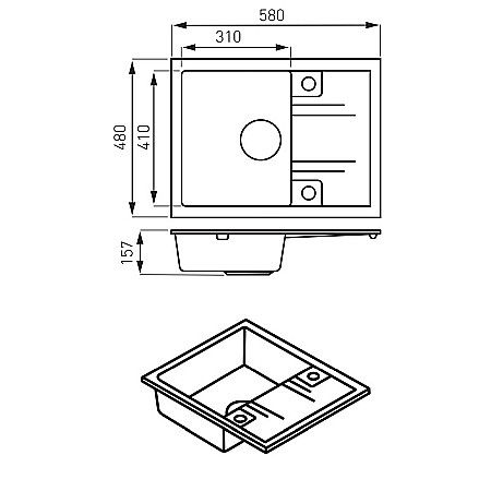 CHIUVETA GRANIT FERRO DRGM48/58GA CU O CUVA SI PICURATOR 58X48CM NISIP MEZZO GRI [1]