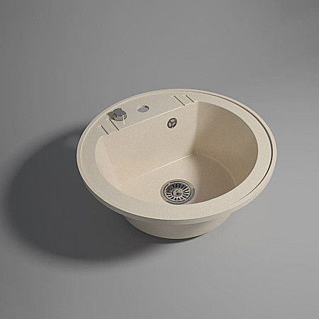 CHIUVETA GRANIT FERRO DRGM1/51SA ROTUNDA 51CM CU O CUVA NISIP MEZZO BEJ [1]