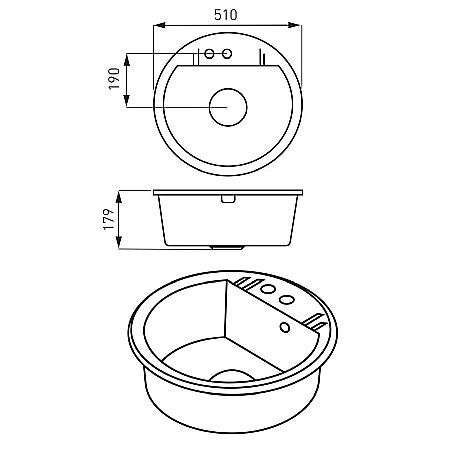 CHIUVETA GRANIT FERRO DRGM1/51SA ROTUNDA 51CM CU O CUVA NISIP MEZZO BEJ [2]