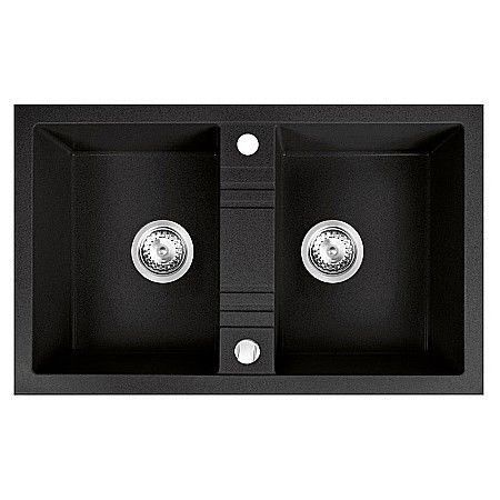 CHIUVETA GRANIT FERRO DRGM2/48/78BA CU DOUA CUVE 78X48CM GRAFIT MEZZO NEAGRA