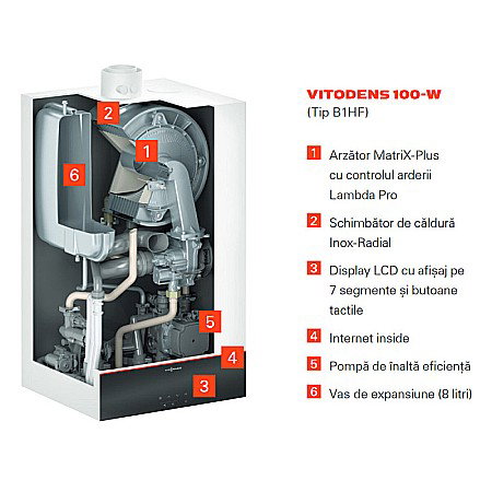 CENTRALA TERMICA PE GAZ IN CONDENSATIE VIESSMANN VITODENS 100-W 32KW DOAR INCALZIRE WIFI KIT EVACUARE INCLUS [4]