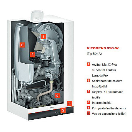 CENTRALA TERMICA PE GAZ IN CONDENSATIE VIESSMANN VITODENS 050-W 19KW WIFI KIT EVACUARE INCLUS [6]