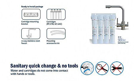 Sistem ultrafiltrare apa PUR4 UF cu baterie cu 3 cai Aquapur Valhoh Valrom AQUA04420411121 [2]