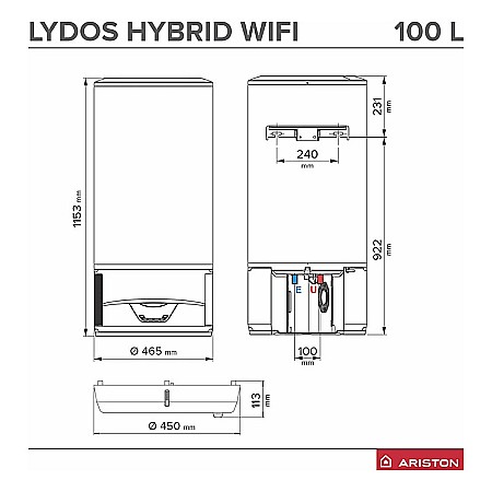 BOILER CU POMPA DE CALDURA ARISTON LYDOS HYBRID WI-FI 100 100L 3629065 [3]
