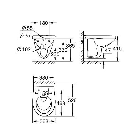 VAS WC SUSPENDAT GROHE 39491000 BAU CERAMIC PENTRU REZERVOR INCASTRAT [1]