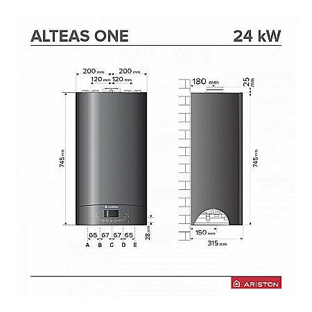 CENTRALA TERMICA PE GAZ ARISTON ALTEAS ONE+ NET 24 KW SENSYS HD NEGRU IN CONDENSATIE KIT EVACUARE INCLUS 3301771 [7]
