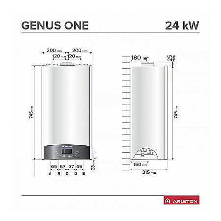 CENTRALA TERMICA PE GAZ ARISTON GENUS ONE+ WIFI 24 KW COMBI IN CONDENSATIE KIT EVACUARE INCLUS 3301777 [5]