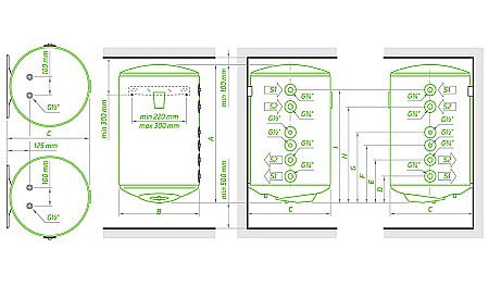 BOILER TERMOELECTRIC TESY CU DOUA SERPENTINE 120L BILIGHT GCV7/4S 120 44 20 B11 TSRCP2 DE PERETE VERTICAL [3]