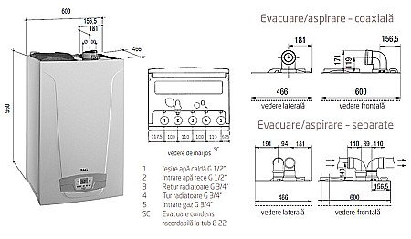 CENTRALA TERMICA PE GAZ IN CONDENSATIE BAXI NUVOLA DUO-TEC+ 24 GA CU BOILER INCORPORAT 40L KIT EVACUARE INCLUS [3]