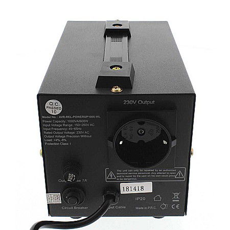 STABILIZATOR TENSIUNE CU RELEU 1000VA NEGRU AVR-REL-POWERUP1000 [2]