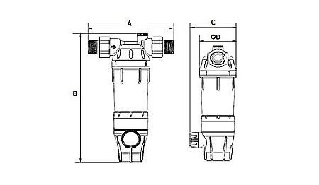 Filtru apa cu purjare 3/4 FE 4M3/H hol cartus inox 90 Aquapur Valhoh Valrom 87210004032 [1]