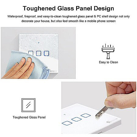 Sonoff t2eu3c-tx touch wifi si rf intrerupator cu 3 canale alb [2]