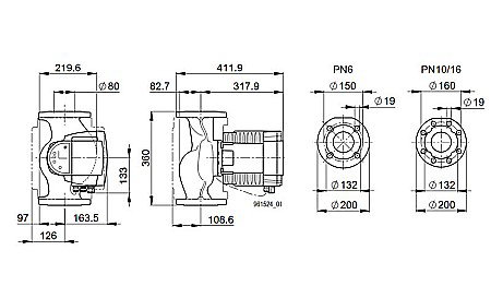 POMPA CIRCULATIE ELECTRONICA BIRAL MODULA 80-12 360 RED PN6 DN 80 360MM 230V ROTOR UMED PENTRU INSTALATII INCALZIRE [2]