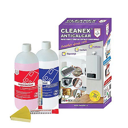 Solutii de curatare si dezincrustare - CLEANEX ANTICALCAR PACHET CURATARE CENTRALE TERMICE MURALE LBXCLAC002