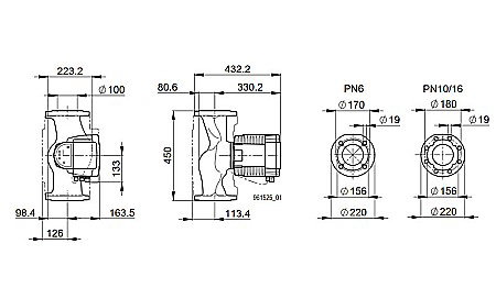POMPA CIRCULATIE ELECTRONICA BIRAL MODULA 100-12 450 RED PN6 DN100 450MM 230V ROTOR UMED PENTRU INSTALATII INCALZIRE [2]