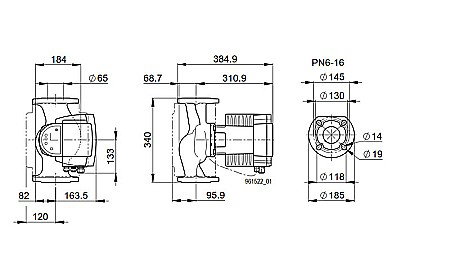POMPA CIRCULATIE ELECTRONICA BIRAL MODULA 65-12 340 RED PN6-16 DN65 340MM 230V ROTOR UMED PENTRU INSTALATII INCALZIRE [2]