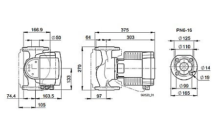 POMPA CIRCULATIE ELECTRONICA BIRAL MODULA 50-18 270 RED PN6-16 DN 50 270MM 230V ROTOR UMED PENTRU INSTALATII INCALZIRE [2]