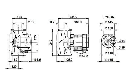 POMPA CIRCULATIE ELECTRONICA BIRAL MODULA 65-15 340 RED PN6-16 DN65 340MM 230V ROTOR UMED PENTRU INSTALATII INCALZIRE [2]