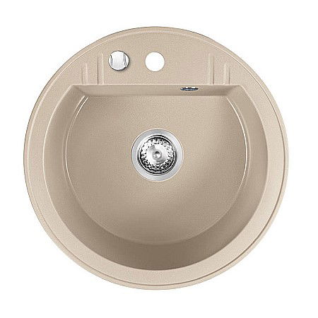 Pachet CHIUVETA GRANIT FERRO DRGM1/51SA ROTUNDA 51CM CU O CUVA NISIP MEZZO BEJ CU BATERIE BUCATARIE FERRO CADOU [2]