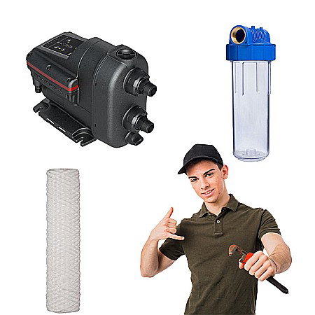 Pompe si Hidrofoare - Pachet pompa hidrofor Grundfos SCALA 2 3-45 cu filtru apa