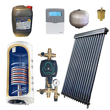 Termice - KIT PANOU SOLAR APA CALDA PRESURIZAT 2P CONFORT CU BOILER CU DOUA SERPENTINE 120L PANOSOL C.281