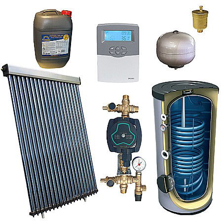 Termice - KIT PANOU SOLAR APA CALDA PRESURIZAT 4P ECONOMIC CU BOILER CU DOUA SERPENTINE 200L PANOSOL C.201