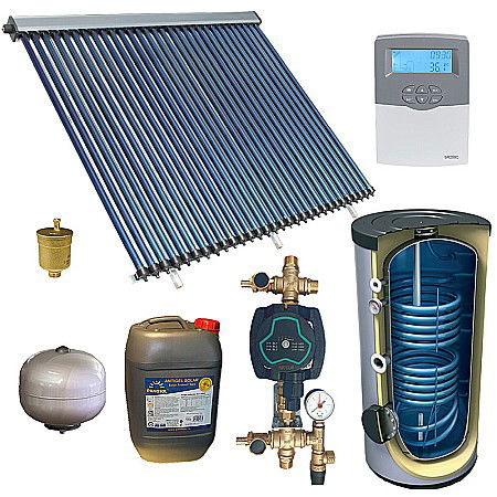 Termice - KIT PANOU SOLAR APA CALDA PRESURIZAT 6P ECONOMIC CU BOILER CU DOUA SERPENTINE 300L PANOSOL C.202