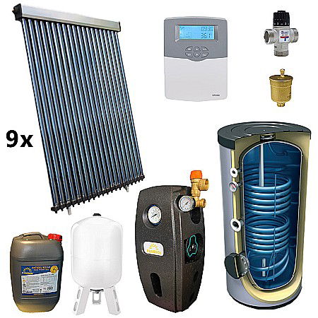 Termice - KIT PANOU SOLAR APA CALDA PRESURIZAT 30P CONFORT CU BOILER CU DOUA SERPENTINE 1500L PANOSOL C.430