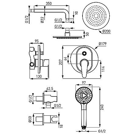 SET DUS INGROPAT CU BATERIE FURTUN PARA DUS 97MM ALGEO BAG7P-SET1-S [1]
