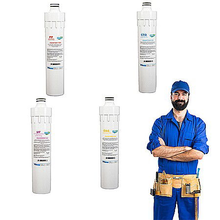 Ultrafiltrare recomandat pentru apa de retea - Pachet rezerve cartuse quick-change pentru ultrafiltrare PUR4 Aquapur Valhoh Valrom