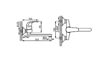 BATERIE BUCATARIE FERRO VASTO MONTAJ PERETE 200MM BVA5 [1]