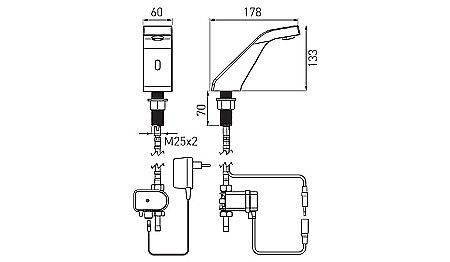 BATERIE FERRO STATIVA LAVOAR CU SENZOR SIROCCO CROM BBB101S [1]
