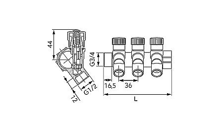 DISTRIBUITOR 3 CAI 3/4X1/2 UNGHI PENTRU APA CALDA SI APA RECE RDW200 FERRO [1]