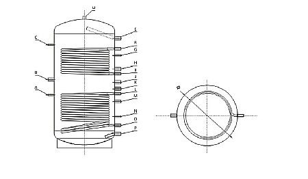 PUFFER REZERVOR ACUMULARE 2 SERPENTINE 1000 SUNSYSTEM PR1000/2 [1]