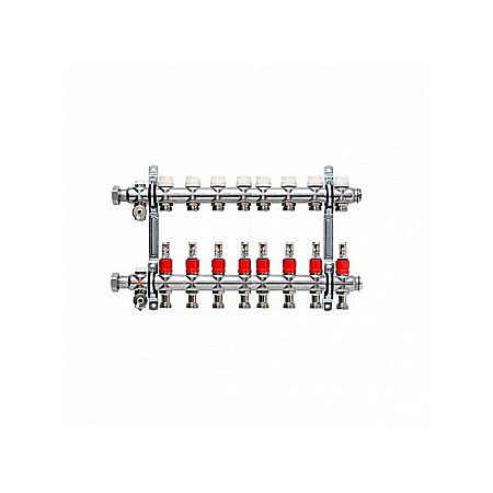 Incalzire in pardoseala - DISTRIBUITOR-COLECTOR 8 CIRCUITE 1 INOX KERMI CU DEBITMETRE 3/4 EUROCON