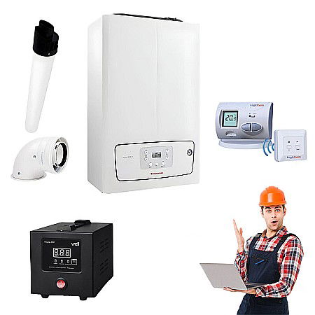 Pachete promotionale - Pachet centrala termica pe gaz Immergas Victrix Tera 24/28 cu stabilizator tensiune si termostat ambient fara fir