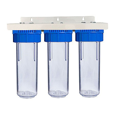 Carcase Filtre apa - Set carcasa filtru transparent 3buc 10 cu suport metal Aquapur Valhoh Valrom AQUA00110131032