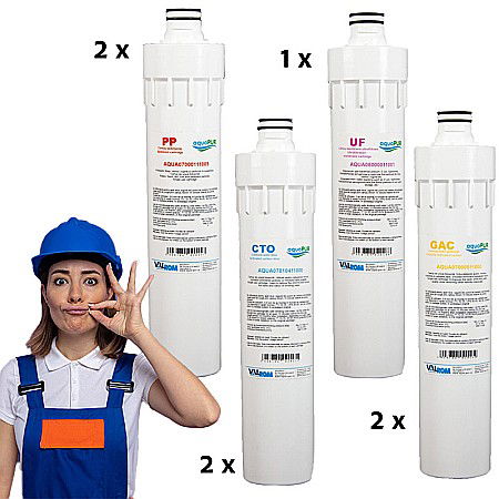Ultrafiltrare recomandat pentru apa de retea - Pachet rezerve cartuse quick-change pentru ultrafiltrare PUR4 Aquapur Valhoh Valrom recomandat pentru 12 luni cu membrana
