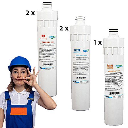 Accesorii consumabile osmoza inversa - Pachet rezerve cartuse quick-change pentru statie osmoza inversa Aquapur Valhoh Valrom recomandat pentru 12 luni fara membrana