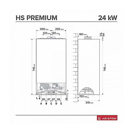 CENTRALA TERMICA PE GAZ ARISTON HS PREMIUM 24 KW EU2 IN CONDENSATIE KIT EVACUARE INCLUS 3301325 [3]
